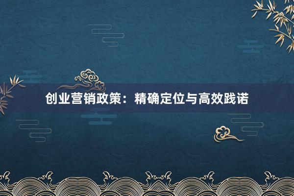 创业营销政策：精确定位与高效践诺